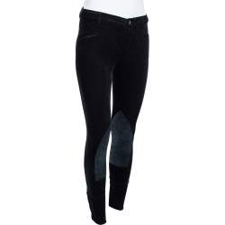 Pre Owned Gucci Black Corduroy & Suede Trim Tapered Leg Pants S