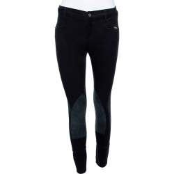 Pre Owned Gucci Black Corduroy & Suede Trim Tapered Leg Pants S