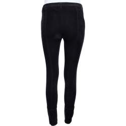 Pre Owned Gucci Black Corduroy & Suede Trim Tapered Leg Pants S
