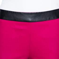 Pre Owned Gucci Pink Wool & Leather Trimmed Formal Pants S