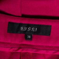 Pre Owned Gucci Pink Wool & Leather Trimmed Formal Pants S