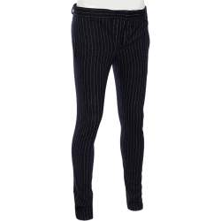 Pre Owned Gucci Navy Blue Striped Flannel Jersey Formal Pants L