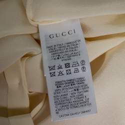 Pre Owned Gucci Cream Silk Button Front Neck Tie Detail Button Front Shirt M