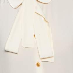 Pre Owned Gucci Cream Silk Button Front Neck Tie Detail Button Front Shirt M