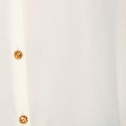 Pre Owned Gucci Cream Silk Button Front Neck Tie Detail Button Front Shirt M