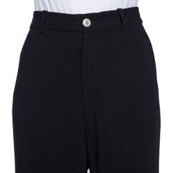 Pre Owned Gucci Black Crepe Web Stripe Trimmed Pants L