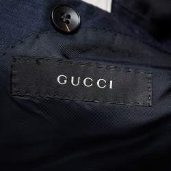 Gucci Navy Blue Linen & Silk Single Breasted Blazer XL 