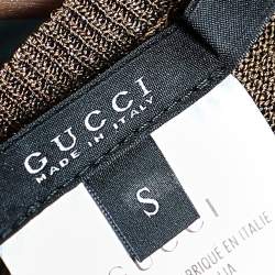 Pre Owned Gucci Brown Lurex Knit V-neck Sweater S