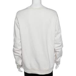 Pre Owned Gucci X Disney White Mickey Logo Printed Crewneck Sweatshirt M