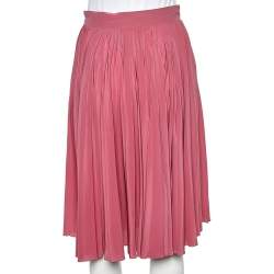 Gucci Pink Crepe De Chine Pleated Midi Skirt S
