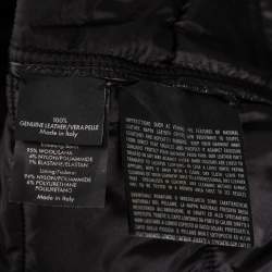 Pre Owned Gucci Black Leather & Wool Trimmed Bomber Jacket M