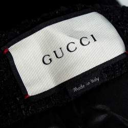 Pre Owned Gucci Black Tweed Contrast Trim Detailed Mini Skirt S