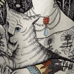 Pre Owned Gucci Multicolored Moth Strength Printed Silk Midi Skirt M