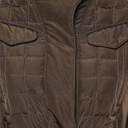 Gucci Brown Synthetic Quilted Fur Collar Detail Belted Jacket S