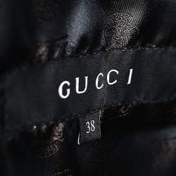 Gucci Brown Synthetic Quilted Fur Collar Detail Belted Jacket S