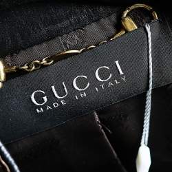 Gucci Brown Leather Stand Collar Zip Front Jacket S