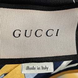 Gucci Yellow Cube Printed Silk Pleated Midi Skirt S