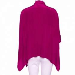 Gucci Magenta Silk Button Front Draped Oversized Blouse XS