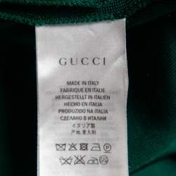 Pre Owned Gucci Green Jersey Web Stripe Trimmed Varsity Mini Dress M 