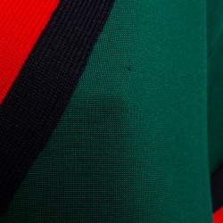 Pre Owned Gucci Green Jersey Web Stripe Trimmed Varsity Mini Dress M 