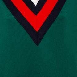 Pre Owned Gucci Green Jersey Web Stripe Trimmed Varsity Mini Dress M 