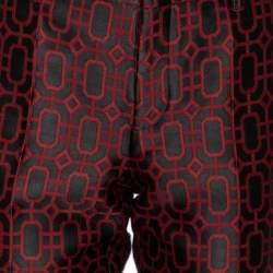 Pre Owned Gucci Black & Red Geometric Jacquard Wool Pants M 
