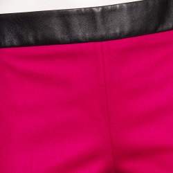 Pre Owned Gucci Fuchsia Wool & Leather Trimmed Pants S