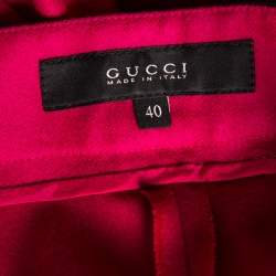 Pre Owned Gucci Fuchsia Wool & Leather Trimmed Pants S