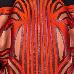 Pre Owned Gucci Multicolored Lurex Jacquard & Silk Zip Front Jacket S