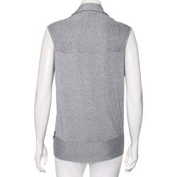 Pre Owned Gucci Grey Cashmere Knit Zip Front Sleeveless Jacket L 
