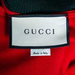 Gucci Red Jersey Floral Embroidered Technical Jacket S
