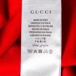 Gucci Red Jersey Floral Embroidered Technical Jacket S