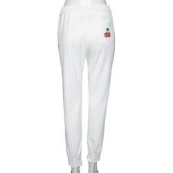 Pre Owned Gucci White Jersey Cherry Logo Appliqued Track Pants M