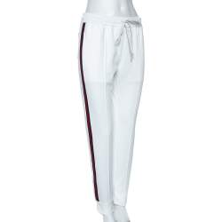 Pre Owned Gucci White Jersey Cherry Logo Appliqued Track Pants M