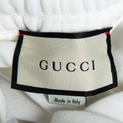 Pre Owned Gucci White Jersey Cherry Logo Appliqued Track Pants M
