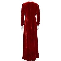 Gucci Rust Ufo Embroidered Velvet Long Sleeve Gown M