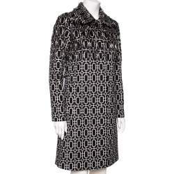 مملوكة مسبقًا Gucci Monochrome Geometric Pattern Embellished Wool Coat M