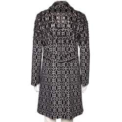 مملوكة مسبقًا Gucci Monochrome Geometric Pattern Embellished Wool Coat M