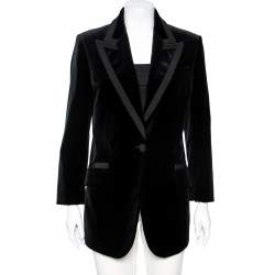 Pre Owned Gucci Black Velvet Embroidered Tiger Embellished Single Breasted Blazer L