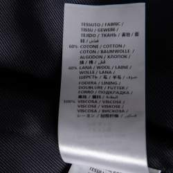 Pre Owned جاكيت بليزر غوتشي صوف وقطن جاكار مورد أزرق كحلي صدرية واحدة مقاس كبير (لارج)