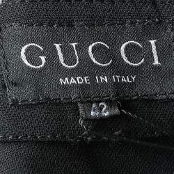 Pre Owned Gucci Black Wool Straight Leg Pants M