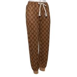 Pre Owned Gucci Brown GG Jacquard Elasticized Waist Joggers S
