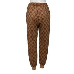 Pre Owned Gucci Brown GG Jacquard Elasticized Waist Joggers S