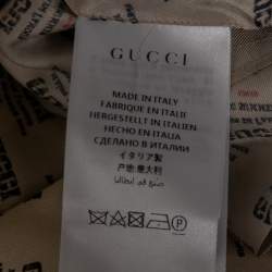 Pre Owned Gucci Beige Invite Stamp Print Silk Pleated Midi Skirt S