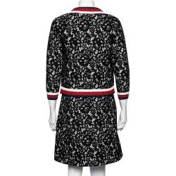 Gucci Black Lace Web Stripe Trimmed Scuba Sartorial Jacket & Skirt Set S/M