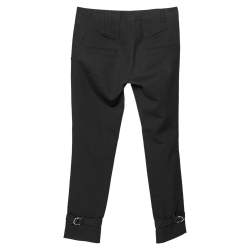 Pre Owned Gucci Black Stretch Cotton Buckle Hem Pants S
