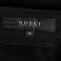 Pre Owned Gucci Black Stretch Cotton Buckle Hem Pants S