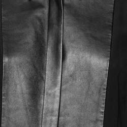 Pre Owned Gucci Black Silk & Leather Paneled Button Front Shirt M