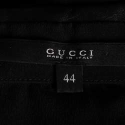 Pre Owned Gucci Black Silk & Leather Paneled Button Front Shirt M