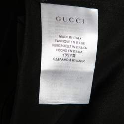 Pre Owned Gucci Black Silk & Leather Paneled Button Front Shirt M